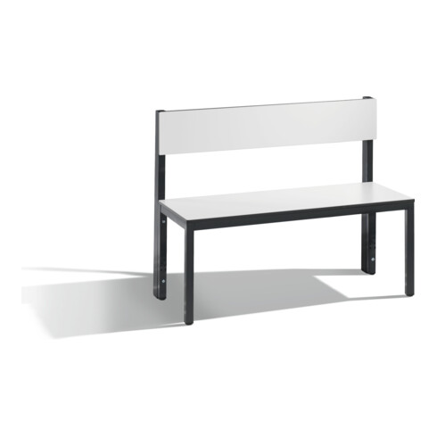 C+P Sitzbank mit Rückenlehne, Basic Plus, H796xB1000xT407mm, Gestell Schwarzgrau / Dekor Weiß (8060-300)