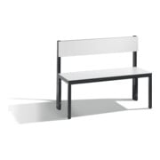 C+P Sitzbank mit Rückenlehne, Basic Plus, H796xB1000xT407mm, Gestell Schwarzgrau / Dekor Weiß (8060-300)
