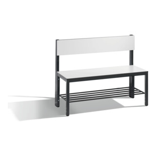 C+P Sitzbank mit Rückenlehne, Basic Plus, H796xB1000xT407mm, Gestell Schwarzgrau