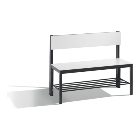 C+P Sitzbank mit Rückenlehne, Basic Plus, H796xB1000xT407mm, Gestell Schwarzgrau / Dekor Weiß (8060-310)