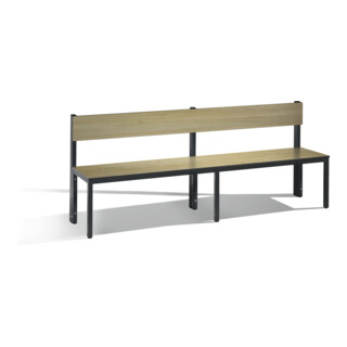 C+P Sitzbank mit Rückenlehne, Basic Plus, H796xB1960xT407mm, Gestell Schwarzgrau