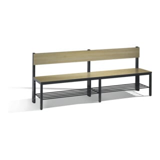 C+P Sitzbank mit Rückenlehne, Basic Plus, H796xB1960xT407mm, Gestell Schwarzgrau 