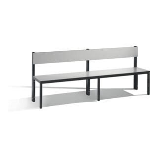 C+P Sitzbank mit Rückenlehne, Basic Plus, H796xB1960xT407mm, Gestell Schwarzgrau