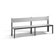C+P Sitzbank mit Rückenlehne, Basic Plus, H796xB1960xT407mm, Gestell Schwarzgrau / Dekor Silbergrau (8062-300)