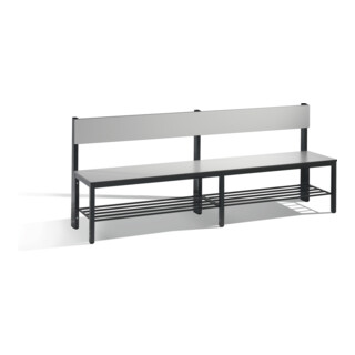 C+P Sitzbank mit Rückenlehne, Basic Plus, H796xB1960xT407mm, Gestell Schwarzgrau 