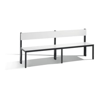 C+P Sitzbank mit Rückenlehne, Basic Plus, H796xB1960xT407mm, Gestell Schwarzgrau