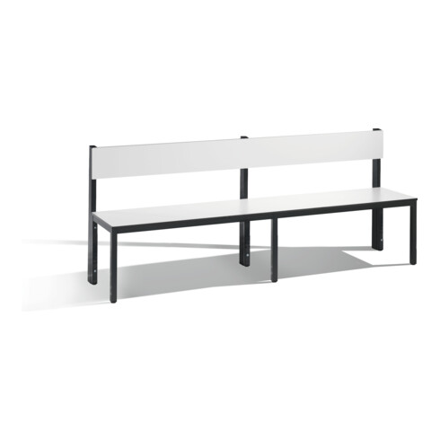 C+P Sitzbank mit Rückenlehne, Basic Plus, H796xB1960xT407mm, Gestell Schwarzgrau / Dekor Weiß (8062-300)