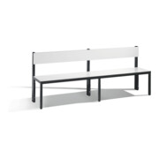 C+P Sitzbank mit Rückenlehne, Basic Plus, H796xB1960xT407mm, Gestell Schwarzgrau / Dekor Weiß (8062-300)