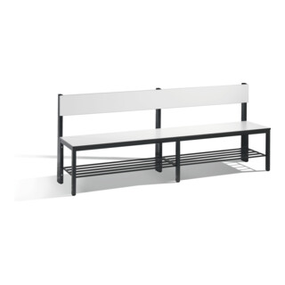 C+P Sitzbank mit Rückenlehne, Basic Plus, H796xB1960xT407mm, Gestell Schwarzgrau 