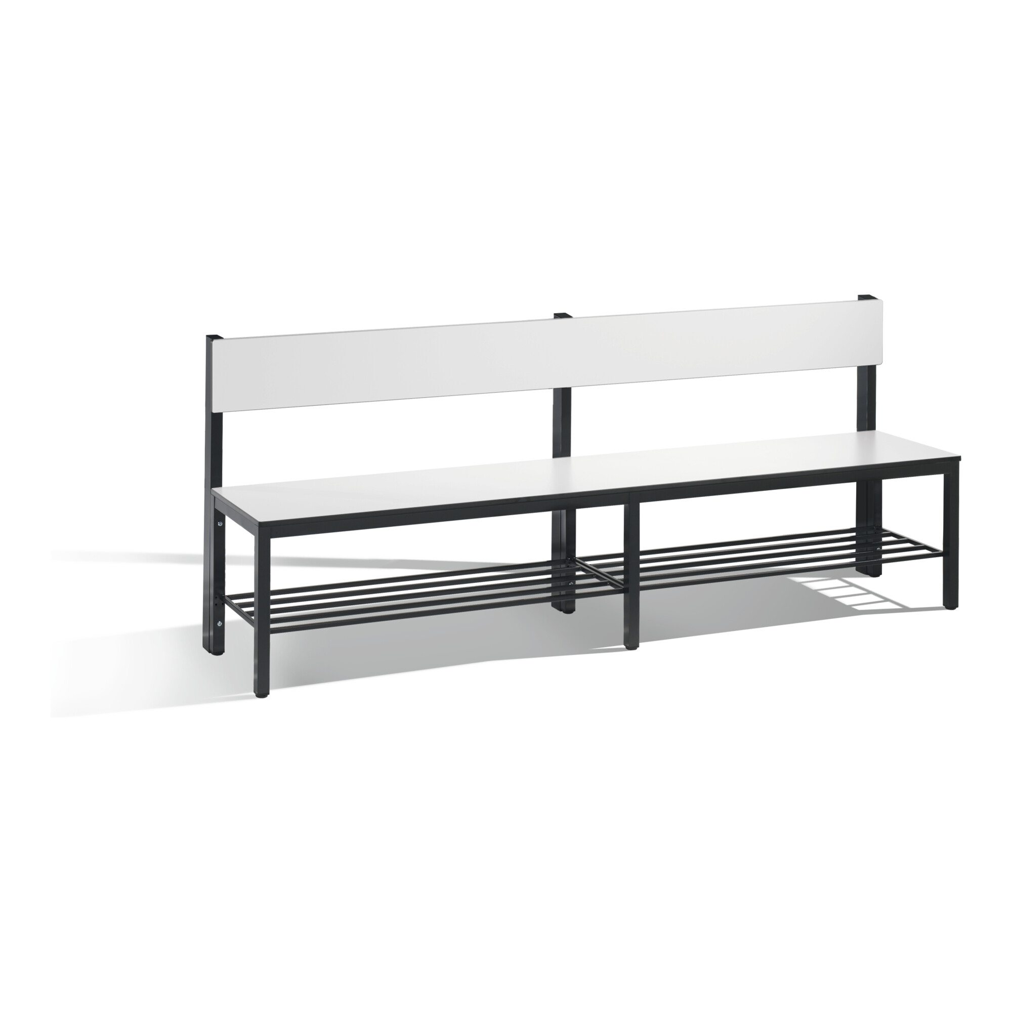 C+P Sitzbank mit Rückenlehne, Basic Plus, H796xB1960xT407mm, Gestell Schwarzgrau / Dekor Weiß (8062-310) ; C + P Möbelsysteme