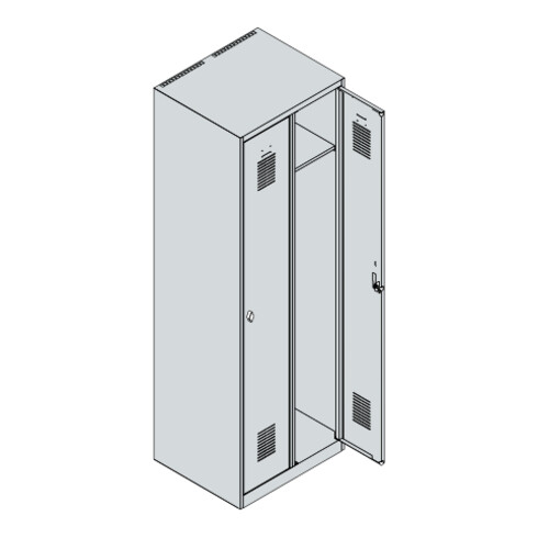 C+P Spind Basis PLUS, 2 Abteile, 1850x600x500mm, 7035/7016