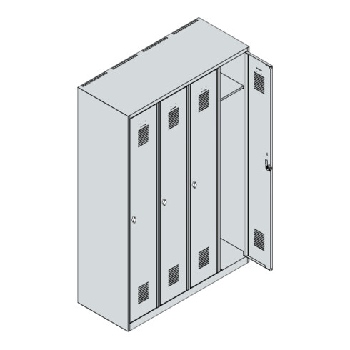 C+P Spind Basis PLUS, 4 Abteile, 1850x1200x500mm, 7035/7016