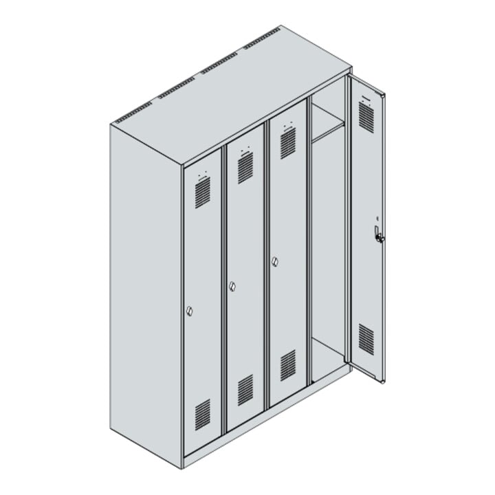 C+P Spind Basis PLUS, 4 Abteile, 1850x1200x500mm, 7035/7035