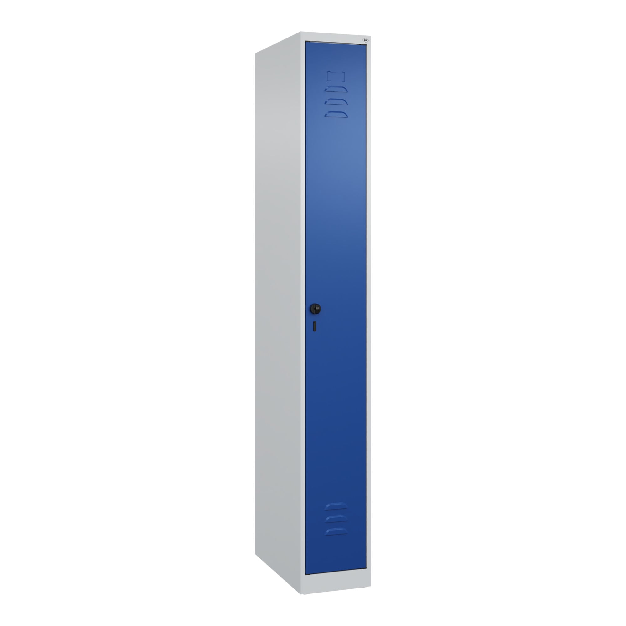 C+P Spind Classic PLUS, 1 Abteil, 1850x250x500mm, 7035/5010 Verschluss Sicherheits-Drehriegel ; C + P Möbelsysteme