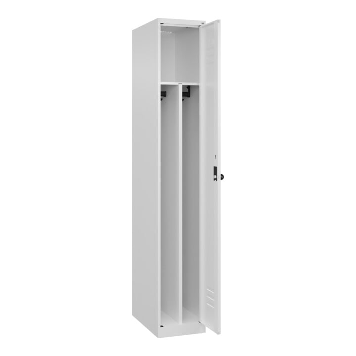 C+P Spind Classic PLUS, 1 Abteil, 1850x300x500mm, 9016/9016 Verschluss Sicherheits-DrehriegelTrennwand mittig