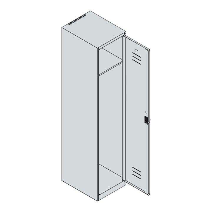 C+P Spind Classic PLUS, 1 Abteil, 1850x400x500mm, 7035/5010 Verschluss Zylinderschloss