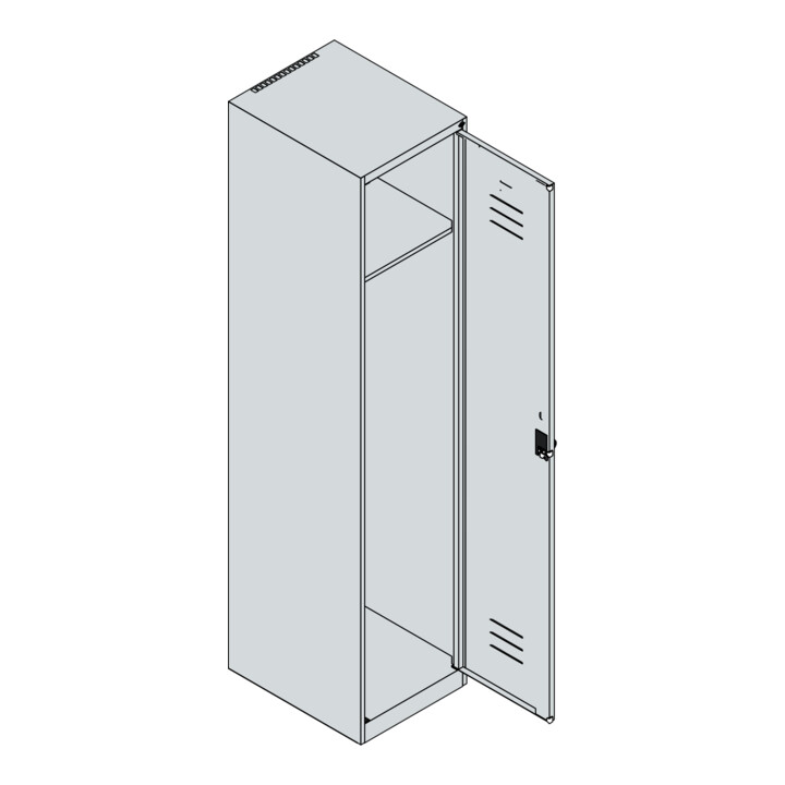 C+P Spind Classic PLUS, 1 Abteil, 1850x400x500mm, 9016/9016 Verschluss Sicherheits-Drehriegel