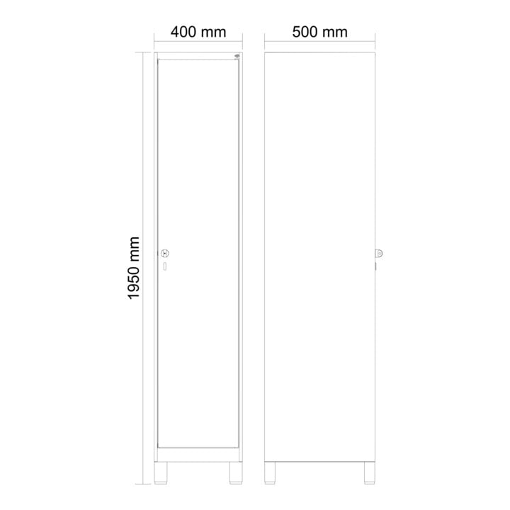C+P Spind Classic PLUS 1 Abteil 1950 x 400 x 500 mm 7016/7035