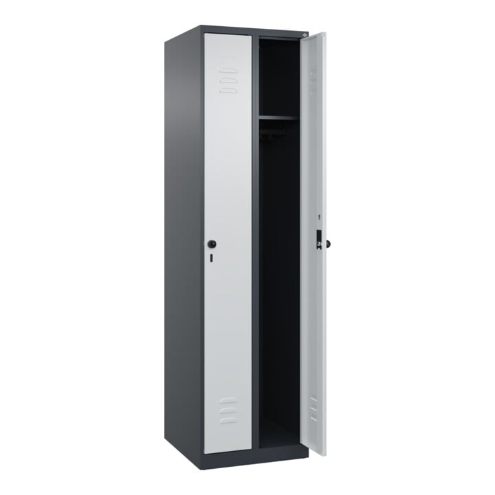 C+P Spind Classic PLUS, 2 Abteile, 1850x500x500mm, 7016/7035 Verschluss Sicherheits-Drehriegel 3 Garderobenhaken