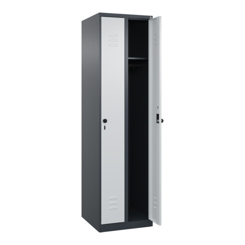 C+P Spind Classic PLUS, 2 Abteile, 1850x500x500mm, 7016/7035 Verschluss Sicherheits-Drehriegel 3 Garderobenhaken