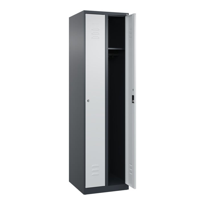 C+P Spind Classic PLUS, 2 Abteile, 1850x500x500mm, 7016/7035 Verschluss Zylinderschloss 3 Garderobenhaken