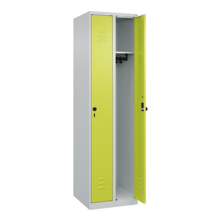 C+P Spind Classic PLUS, 2 Abteile, 1850x500x500mm, 7035/0024 Verschluss Sicherheits-Drehriegel 3 Garderobenhaken