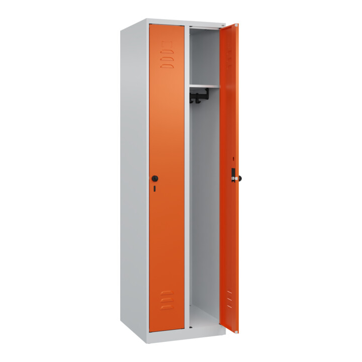 C+P Spind Classic PLUS, 2 Abteile, 1850x500x500mm, 7035/2004 Verschluss Sicherheits-Drehriegel 3 Garderobenhaken