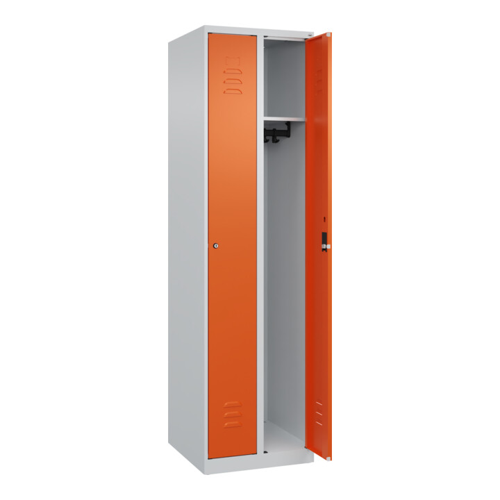 C+P Spind Classic PLUS, 2 Abteile, 1850x500x500mm, 7035/2004 Verschluss Zylinderschloss 3 Garderobenhaken