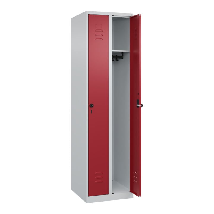 C+P Spind Classic PLUS, 2 Abteile, 1850x500x500mm, 7035/3003 Verschluss Sicherheits-Drehriegel 3 Garderobenhaken