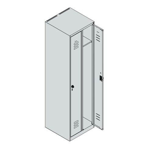 C+P Spind Classic PLUS, 2 Abteile, 1850x500x500mm, 7035/5012 Verschluss Sicherheits-Drehriegel 3 Garderobenhaken
