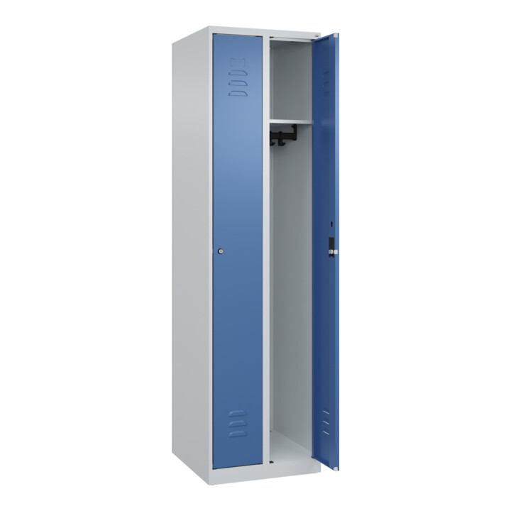 C+P Spind Classic PLUS, 2 Abteile, 1850x500x500mm, 7035/5023 Verschluss Zylinderschloss 3 Garderobenhaken