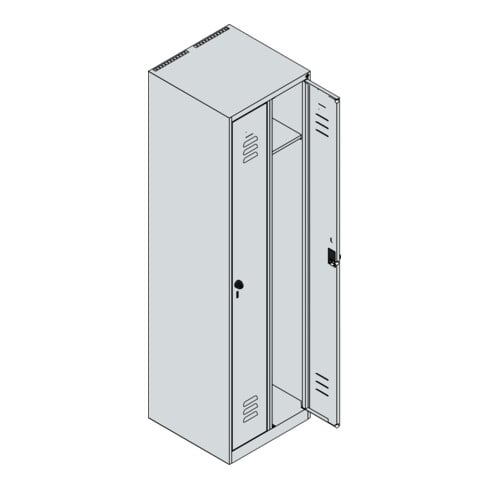C+P Spind Classic PLUS, 2 Abteile, 1850x500x500mm, 7035/6011 Verschluss Sicherheits-Drehriegel 3 Garderobenhaken
