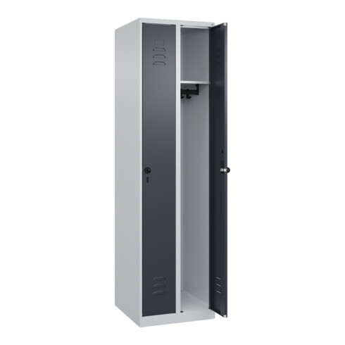 C+P Spind Classic PLUS, 2 Abteile, 1850x500x500mm, 7035/7016 Verschluss Sicherheits-Drehriegel 3 Garderobenhaken
