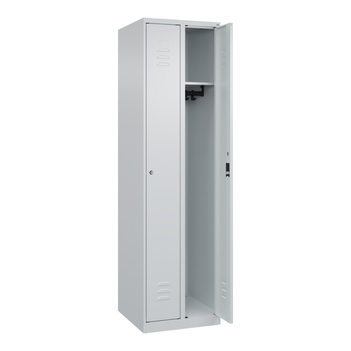 C+P Spind Classic PLUS, 2 Abteile, 1850x500x500mm, 7035/7035 Verschluss Zylinderschloss 3 Garderobenhaken