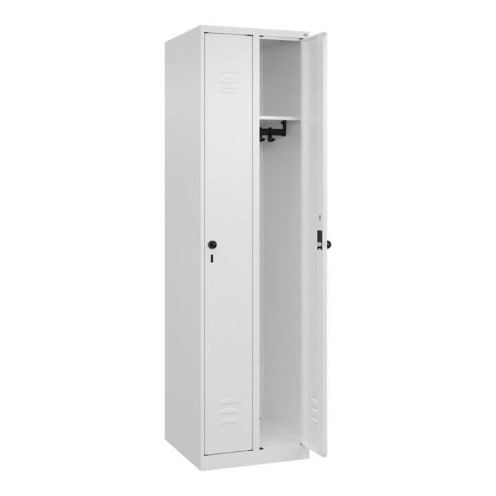 C+P Spind Classic PLUS, 2 Abteile, 1850x500x500mm, 9016/9016 Verschluss Sicherheits-Drehriegel 3 Garderobenhaken