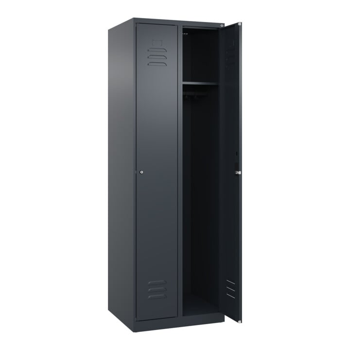 C+P Spind Classic PLUS, 2 Abteile, 1850x600x500mm, 7016/7016 Verschluss Zylinderschloss 3 Garderobenhaken