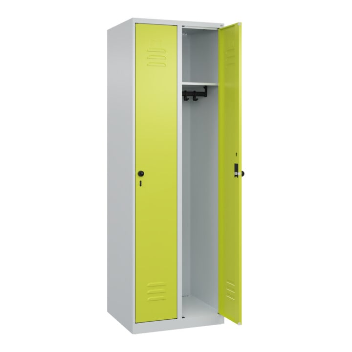 C+P Spind Classic PLUS, 2 Abteile, 1850x600x500mm, 7035/0024 Verschluss Sicherheits-Drehriegel 3 Garderobenhaken