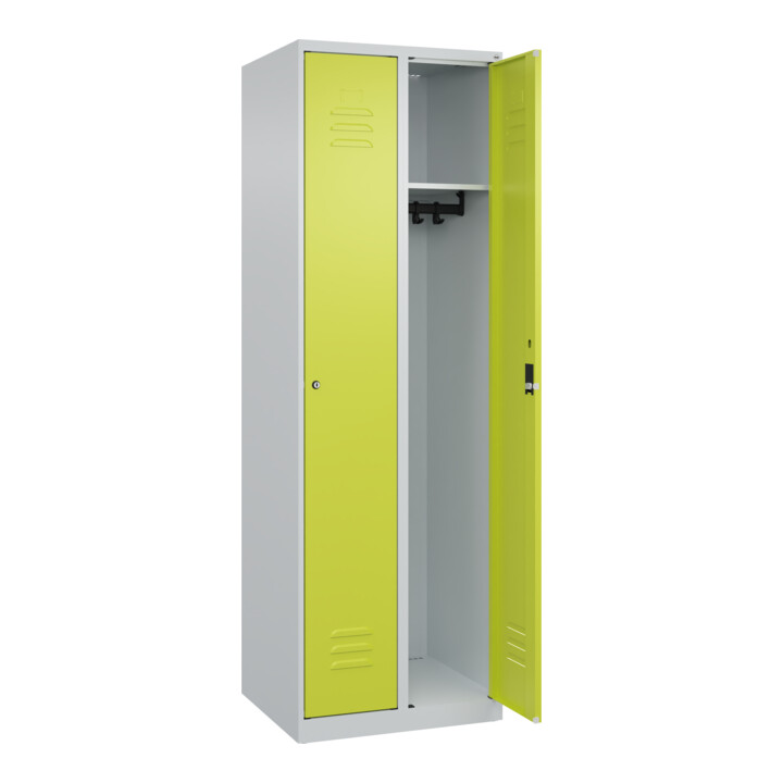 C+P Spind Classic PLUS, 2 Abteile, 1850x600x500mm, 7035/0024 Verschluss Zylinderschloss 3 Garderobenhaken