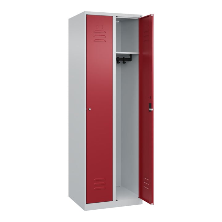 C+P Spind Classic PLUS, 2 Abteile, 1850x600x500mm, 7035/3003 Verschluss Zylinderschloss 3 Garderobenhaken
