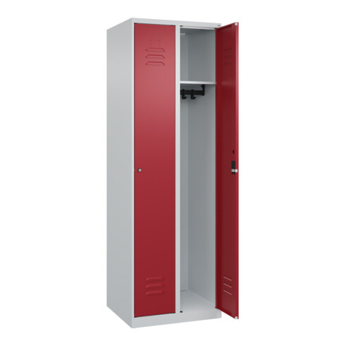C+P Spind Classic PLUS, 2 Abteile, 1850x600x500mm, 7035/3003 Verschluss Zylinderschloss 3 Garderobenhaken