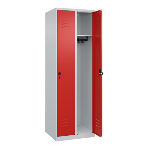 C+P Spind Classic PLUS, 2 Abteile, 1850x600x500mm, 7035/3020 Verschluss Sicherheits-Drehriegel 3 Garderobenhaken