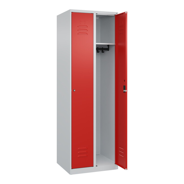 C+P Spind Classic PLUS, 2 Abteile, 1850x600x500mm, 7035/3020 Verschluss Zylinderschloss 3 Garderobenhaken