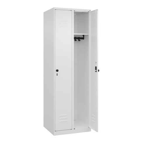 C+P Spind Classic PLUS, 2 Abteile, 1850x600x500mm, 9016/9016 Verschluss Sicherheits-Drehriegel 3 Garderobenhaken