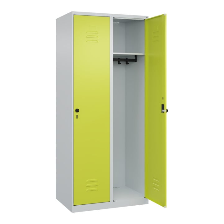 C+P Spind Classic PLUS, 2 Abteile, 1850x800x500mm, 7035/0024 Verschluss Sicherheits-Drehriegel 4 Garderobenhaken