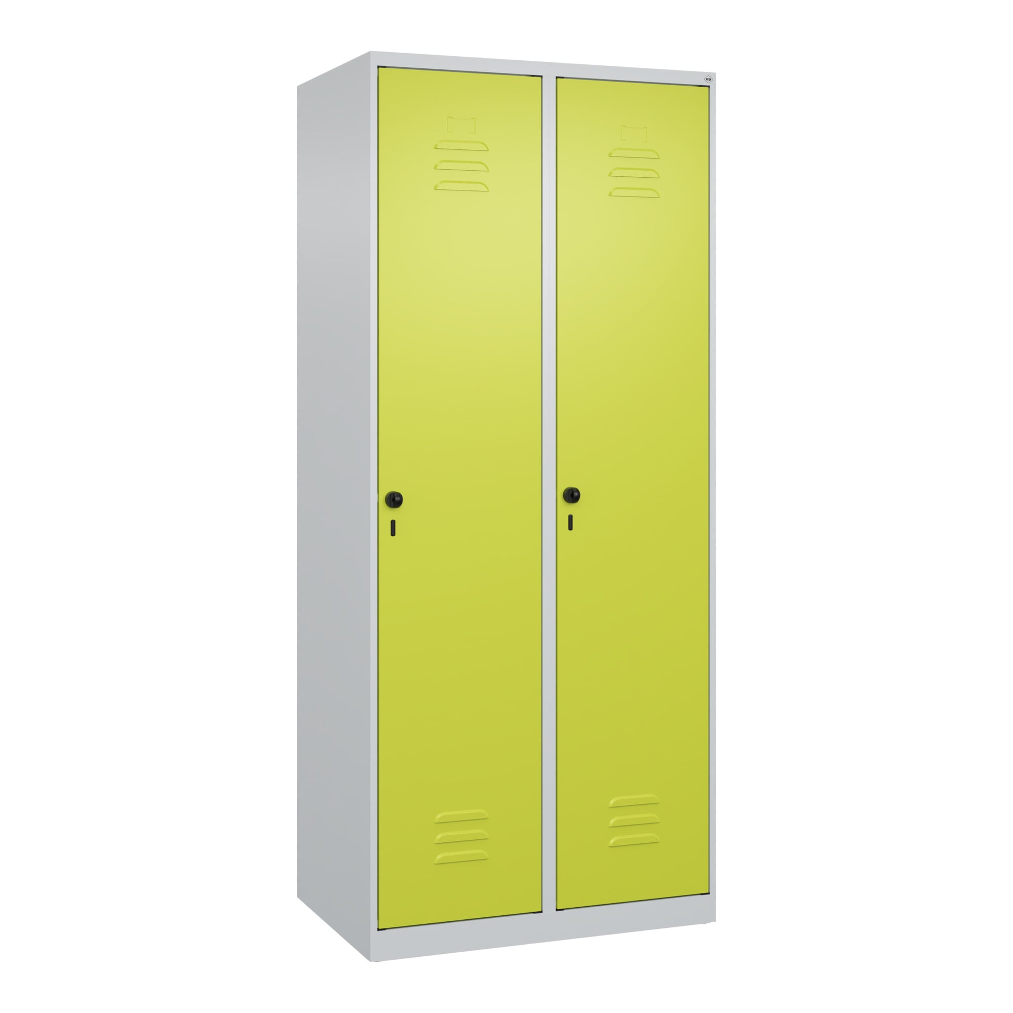 C+P Spind Classic PLUS, 2 Abteile, 1850x800x500mm, 7035/0024 Verschluss Sicherheits-Drehriegel 4 Garderobenhaken Trennwand mittig ; C + P Möbelsysteme