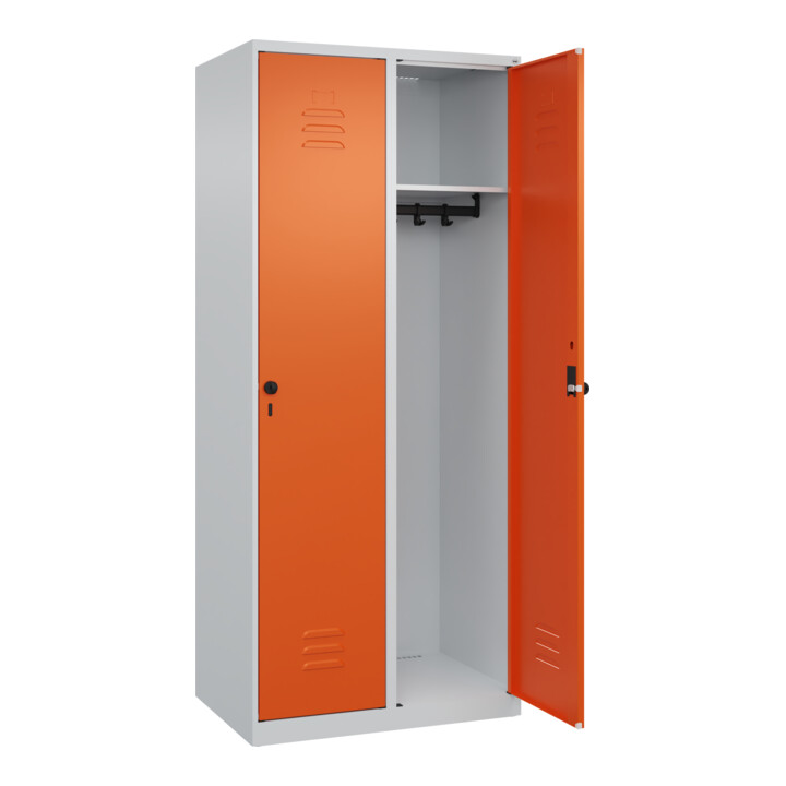 C+P Spind Classic PLUS, 2 Abteile, 1850x800x500mm, 7035/2004 Verschluss Sicherheits-Drehriegel 4 Garderobenhaken