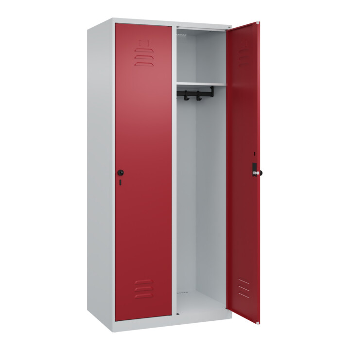 C+P Spind Classic PLUS, 2 Abteile, 1850x800x500mm, 7035/3003 Verschluss Sicherheits-Drehriegel 4 Garderobenhaken