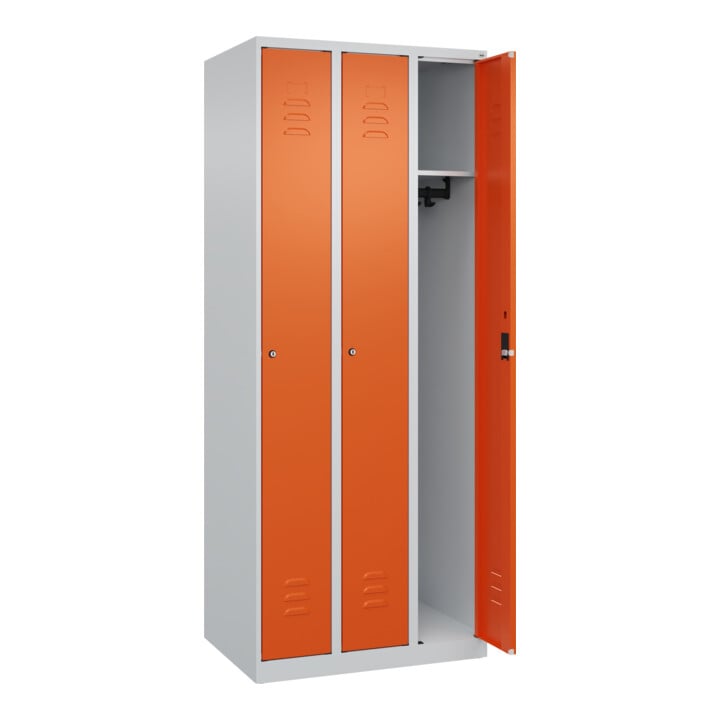 C+P Spind Classic PLUS, 3 Abteile, 1850x750x500mm, 7035/2004 Verschluss Zylinderschloss 3 Garderobenhaken