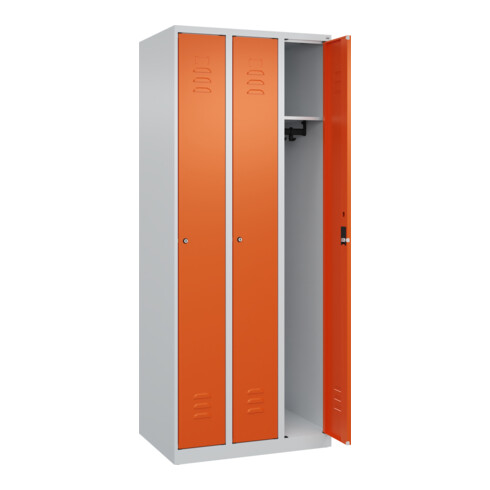 C+P Spind Classic PLUS, 3 Abteile, 1850x750x500mm, 7035/2004 Verschluss Zylinderschloss 3 Garderobenhaken