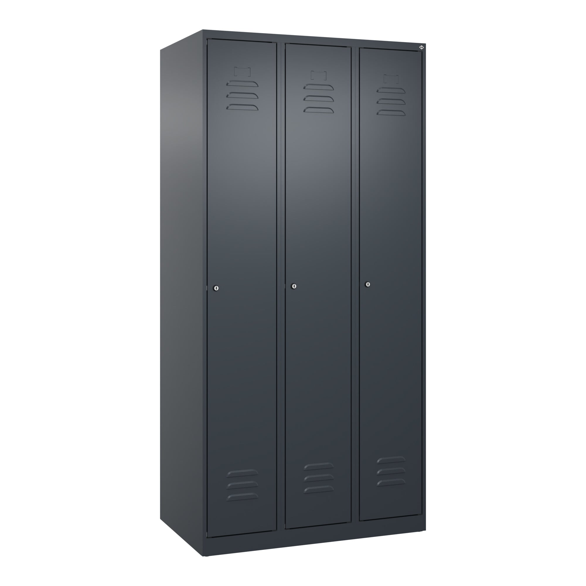 C+P Spind Classic PLUS, 3 Abteile, 1850x900x500mm, 7016/7016 Verschluss Zylinderschloss 3 Garderobenhaken ; C + P Möbelsysteme